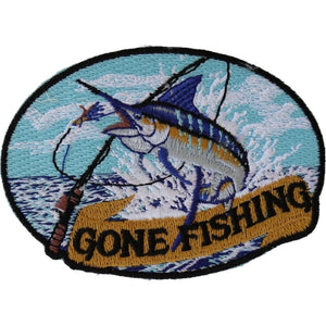 P4513 Marlin Gone Fishing Small Patch-Patches-Daniel Smart Mfg - Retail