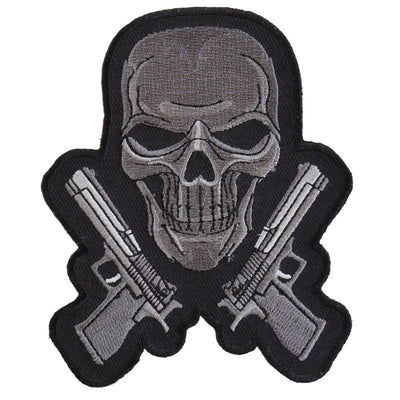 P4960 Guns and Skull Chrome Patch-Patches-Daniel Smart Mfg - Retail
