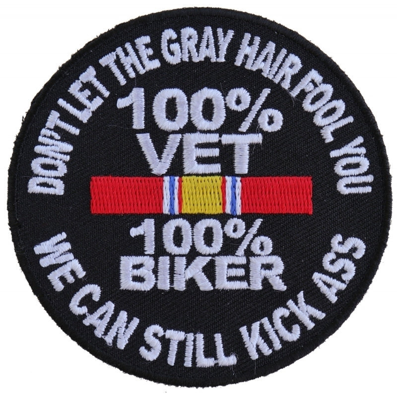 P5010 100 Percent Vet 100 Percent Biker We Can Still Kick Ass Patch-Patches-Daniel Smart Mfg - Retail