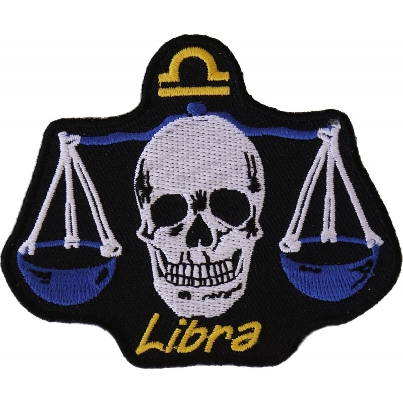 P5474 Libra Skull Zodiac Sign Patch-Daniel Smart Mfg - Retail