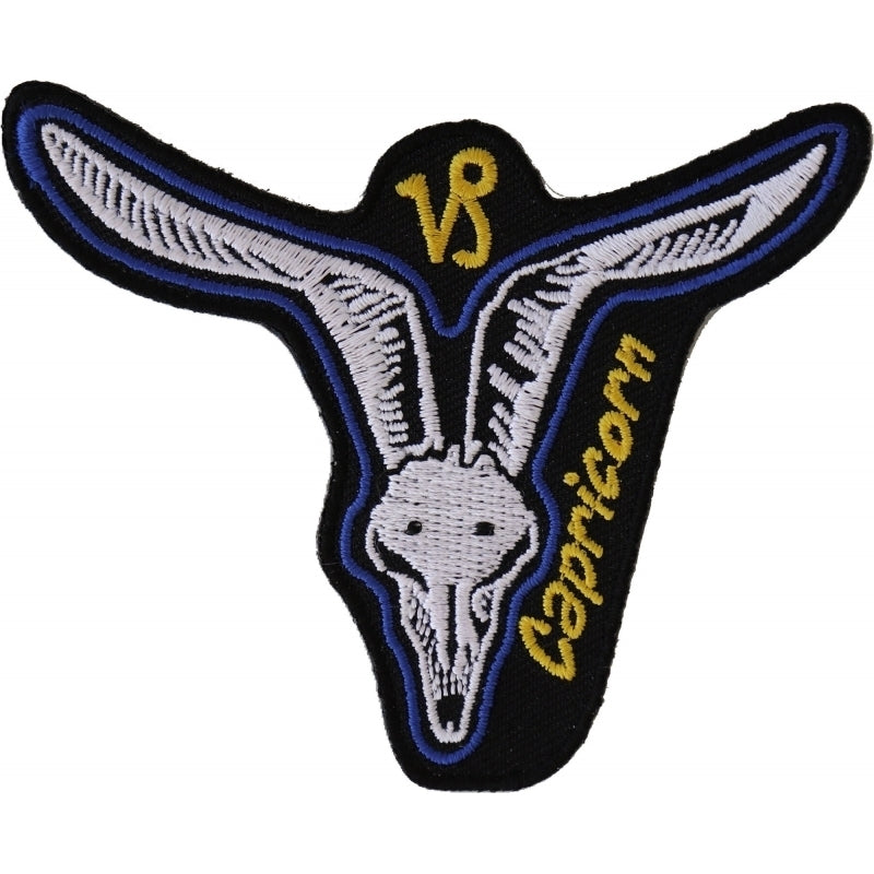 P5477 Capricorn Skull Zodiac Sign Patch-Daniel Smart Mfg - Retail