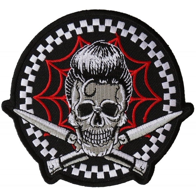 P6395 Switchblades Billy Skull Spider Web Patch-Daniel Smart Mfg - Retail