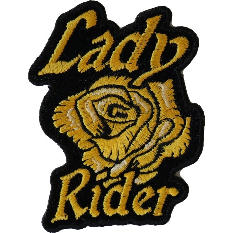 P6656 Lady Rider Yellow Rose Iron on Patch for Lady Bikers-Daniel Smart Mfg - Retail