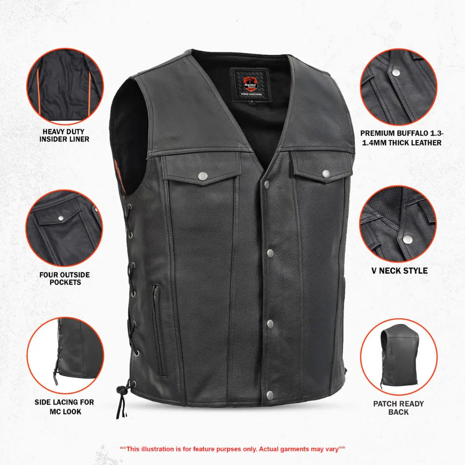 Stormer Men's Motorcycle Leather Vest