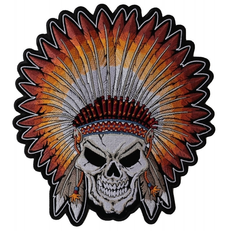 PL4666 Indian Headdress Skull Embroidered Iron on Patch-Daniel Smart Mfg - Retail