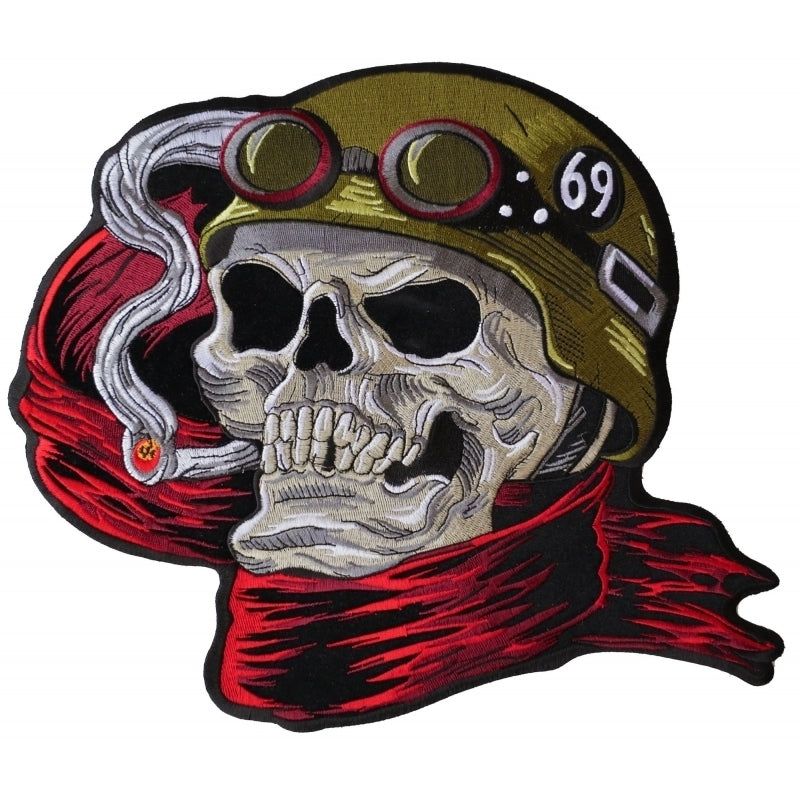 PL6016 Biker Skull Embroidered Iron on Patch-Daniel Smart Mfg - Retail