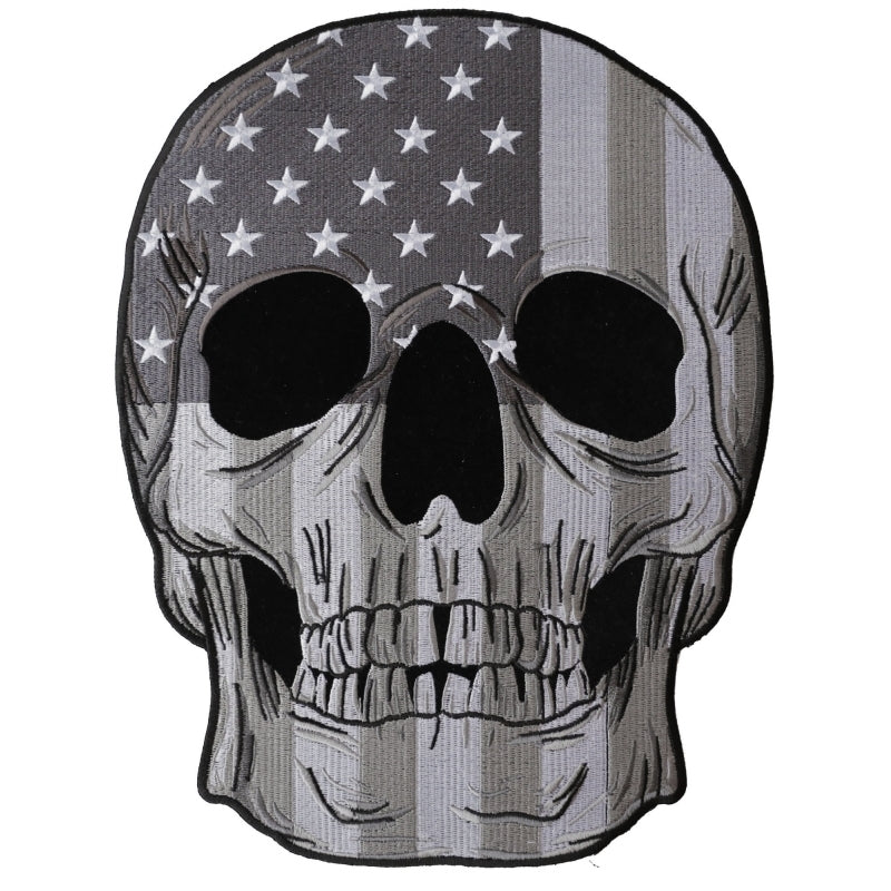 PL6031 Skull Subdued American Flag Embroidered Iron on Patch-Daniel Smart Mfg - Retail