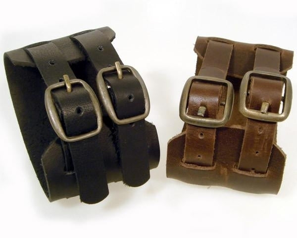 PV3209BLK Black Buckle Leather Cuff Bracelet with Belt Buckle Adj-Daniel Smart Mfg - Retail