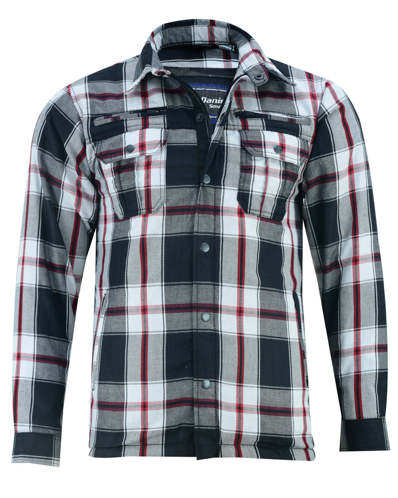 DS4672 Armored Flannel Shirt - Black, White & Red