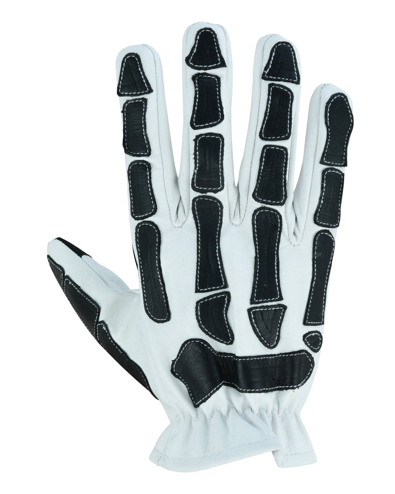 Glove Grace White and Black Skeleton Hand Riding Glove