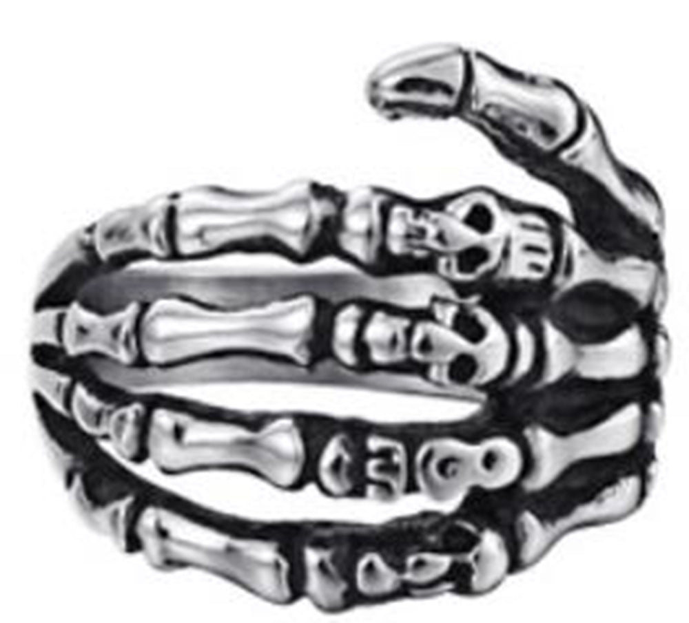 R104 Stainless Steel Skull Fingers Biker Ring-Daniel Smart Mfg - Retail