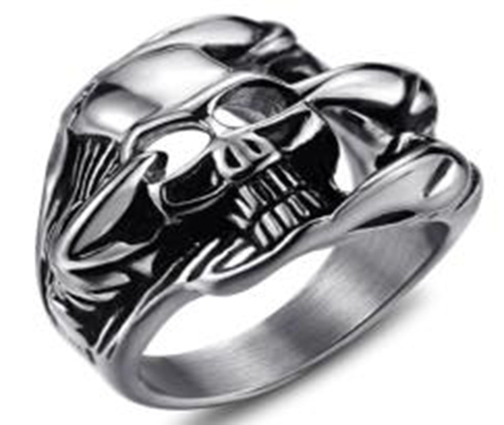R105 Stainless Steel Skull Vador Biker Ring-Rings-Daniel Smart Mfg - Retail