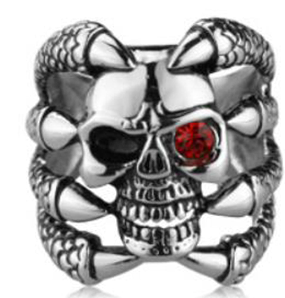 R112 Stainless Steel Claw Face Skull Biker Ring-Rings-Daniel Smart Mfg - Retail