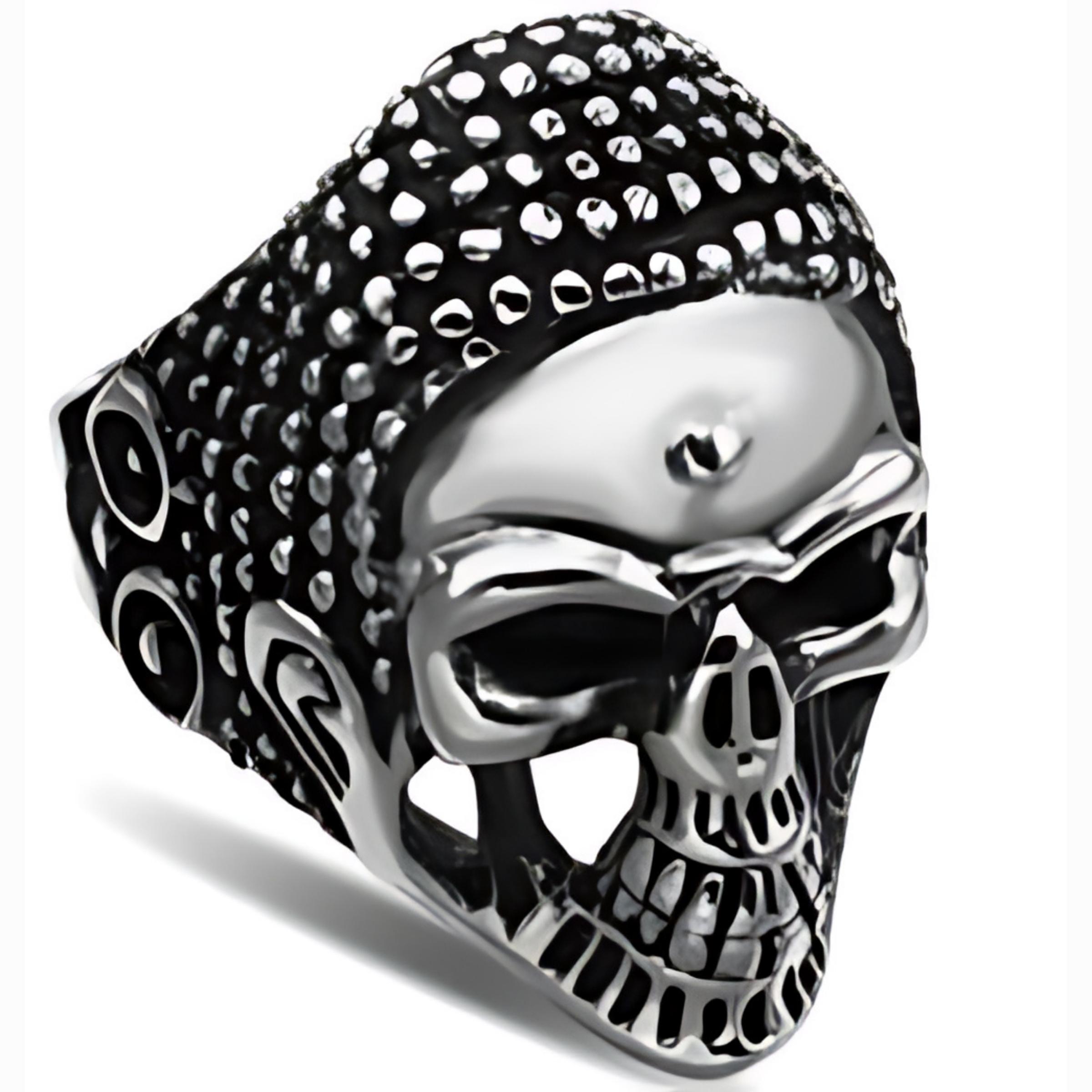 R123 Stainless Steel War Head Skull Biker Ring-Daniel Smart Mfg - Retail