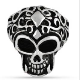 R127 Stainless Steel Big Brain Skull Biker Ring-Rings-Daniel Smart Mfg - Retail