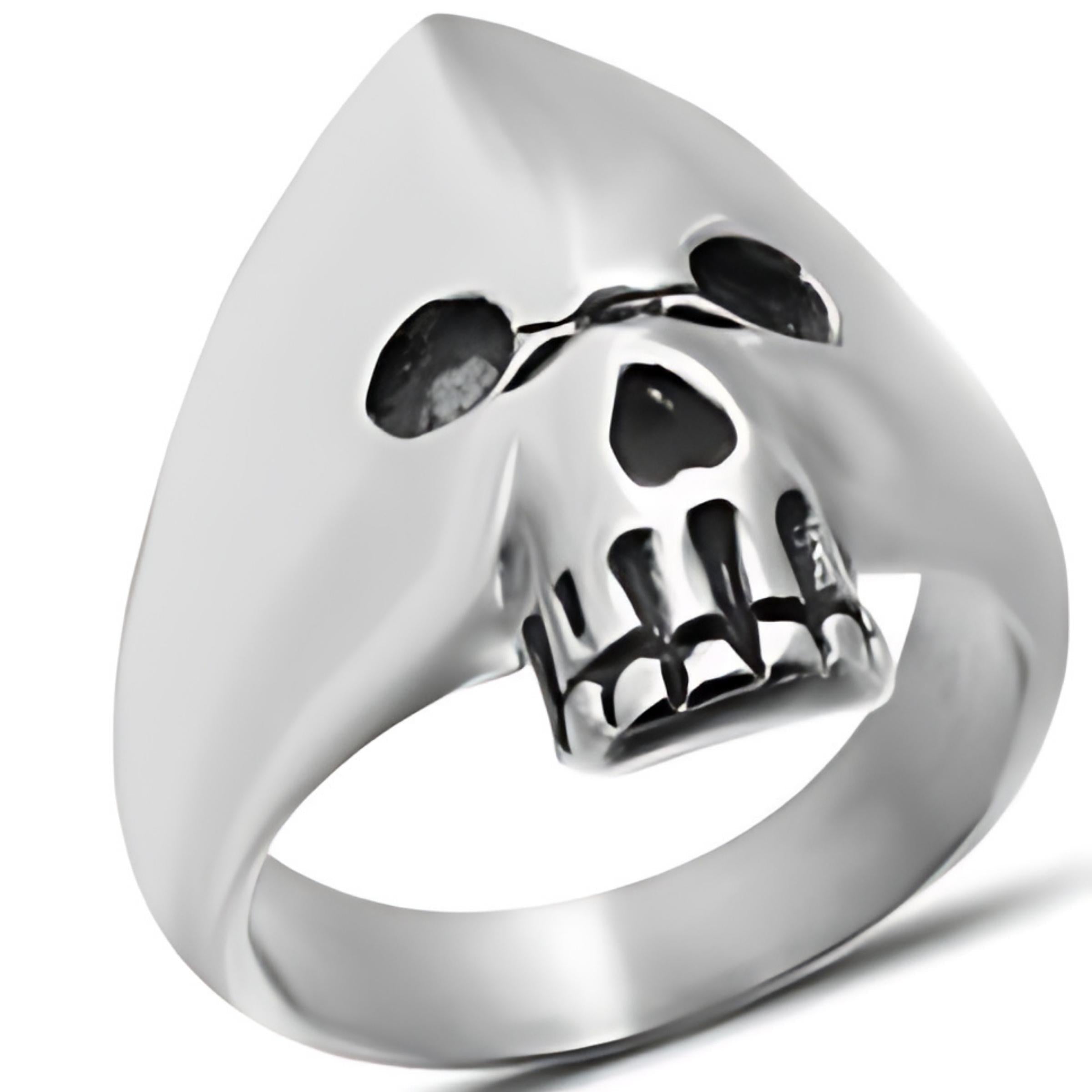 R130 Stainless Steel Hooded Skull Biker Ring-Daniel Smart Mfg - Retail