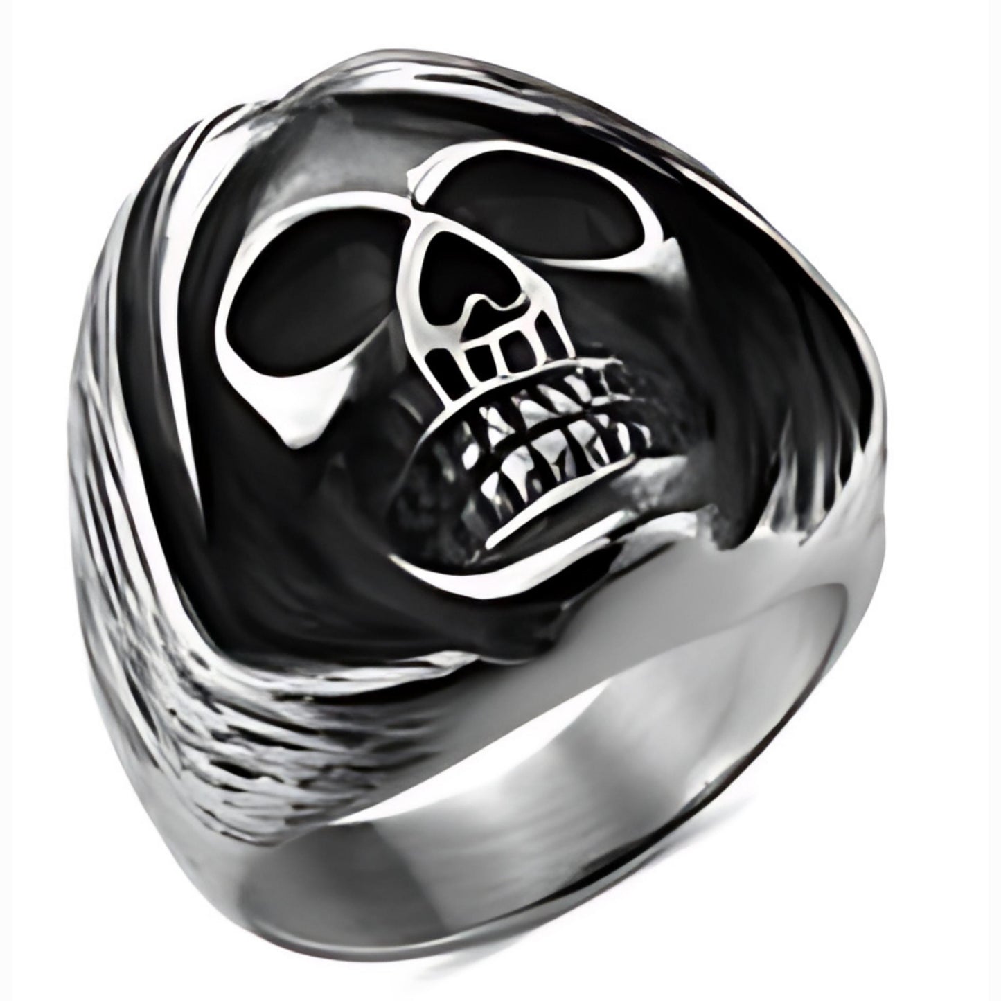 R139 Stainless Steel Sleepy Head Skull Biker Ring-Daniel Smart Mfg - Retail