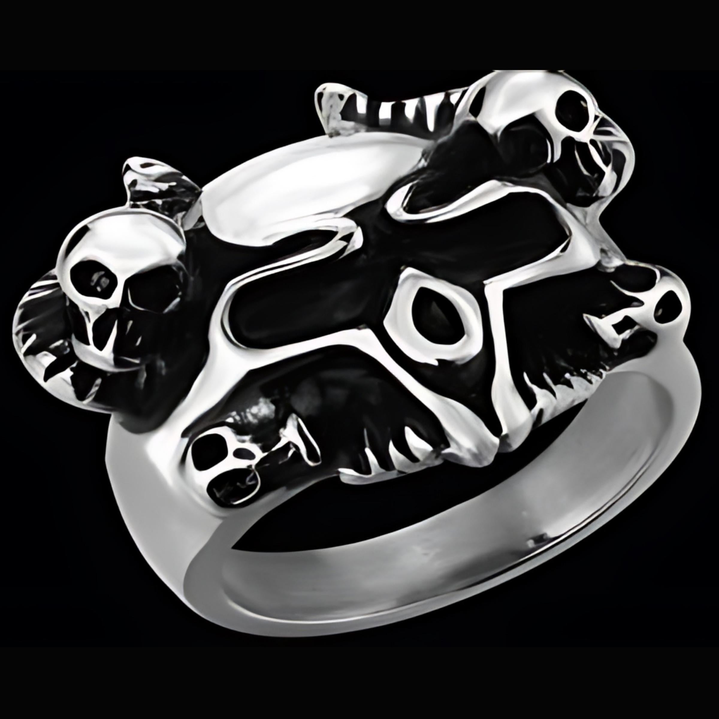 R142 Stainless Steel Serpent Skull Biker Ring-Daniel Smart Mfg - Retail