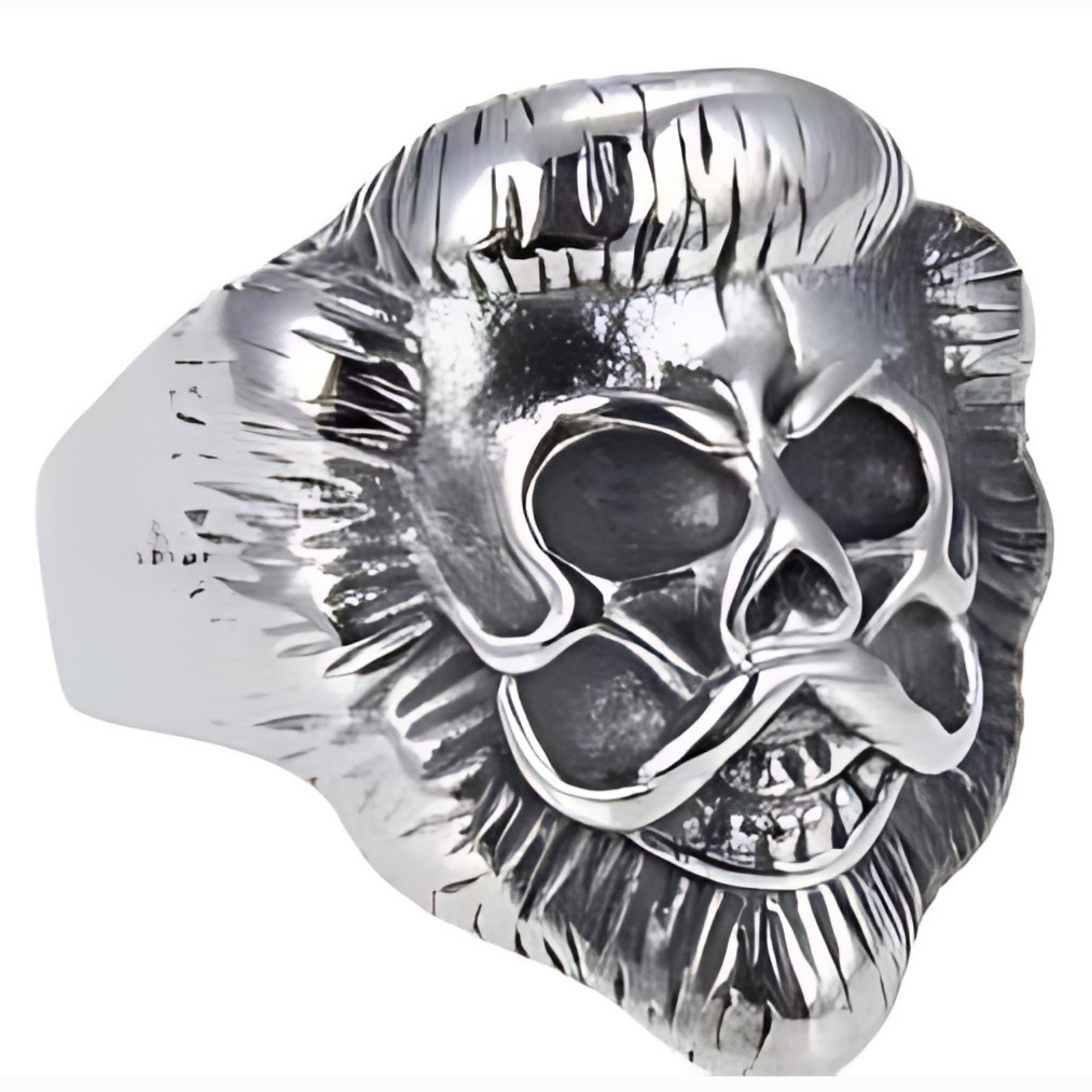R143 Stainless Steel Lion Face Skull Biker Ring-Rings-Daniel Smart Mfg - Retail