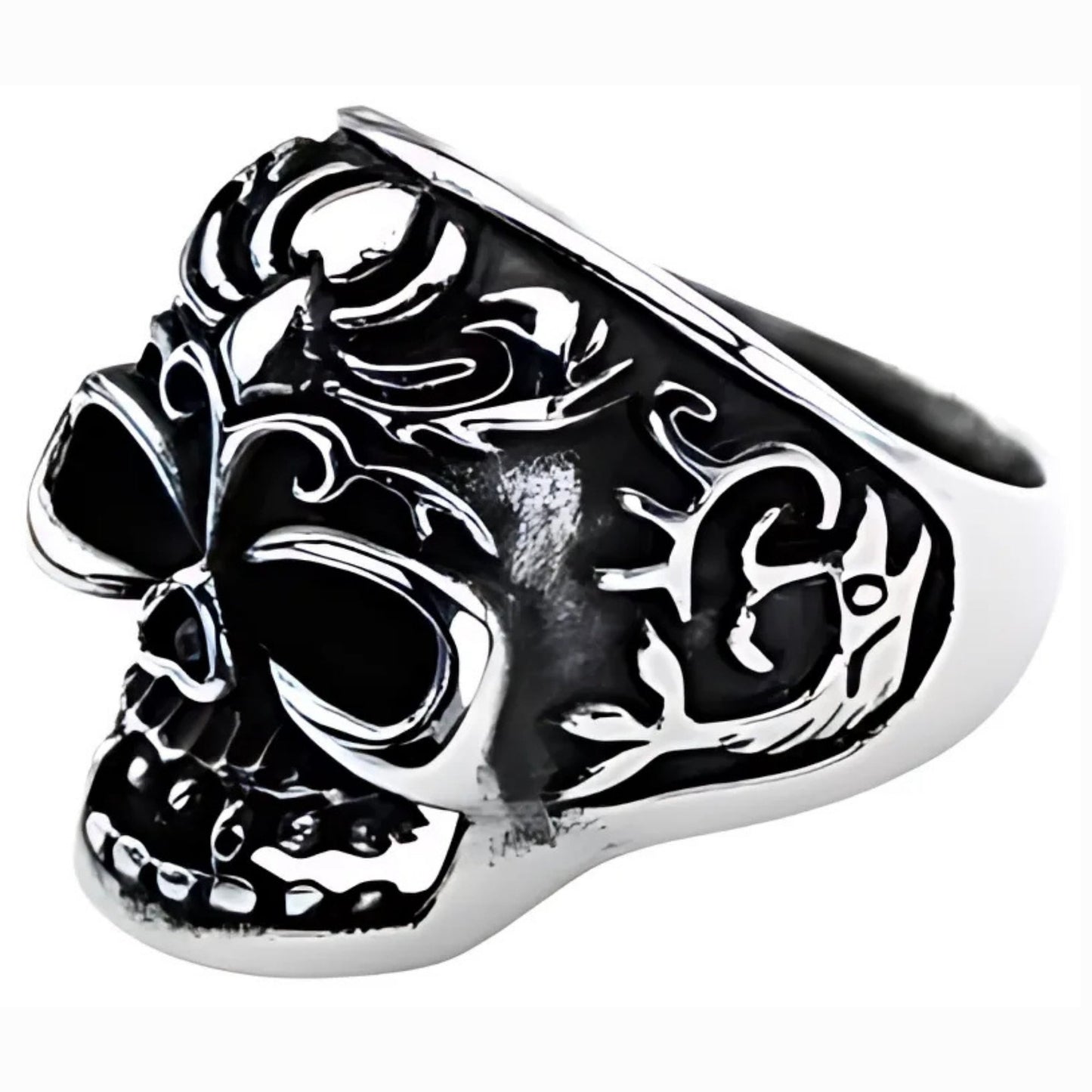 R145 Stainless Steel Fish Tail Skull Biker Ring-Daniel Smart Mfg - Retail