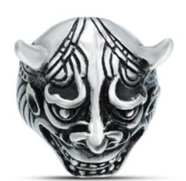 R148 Stainless Steel Devil Face Skull Biker Ring-Rings-Daniel Smart Mfg - Retail