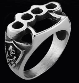 R152 Stainless Steel Brass Knuckles Biker Ring-Daniel Smart Mfg - Retail