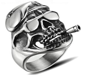 R166 Stainless Steel Cruiser Skull Biker Ring-Rings-Daniel Smart Mfg - Retail