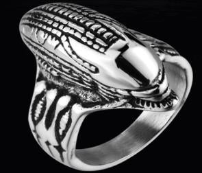 R169 Stainless Steel Alien Head Biker Ring-Daniel Smart Mfg - Retail