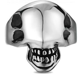 R171 Stainless Steel Alien Face Biker Ring-Daniel Smart Mfg - Retail