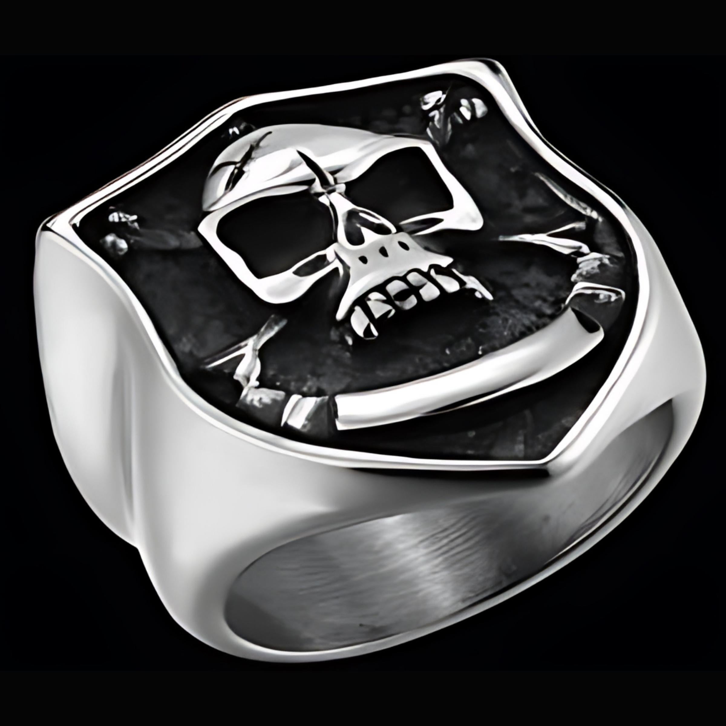 R179 Stainless Steel Brave Face Biker Ring-Rings-Daniel Smart Mfg - Retail