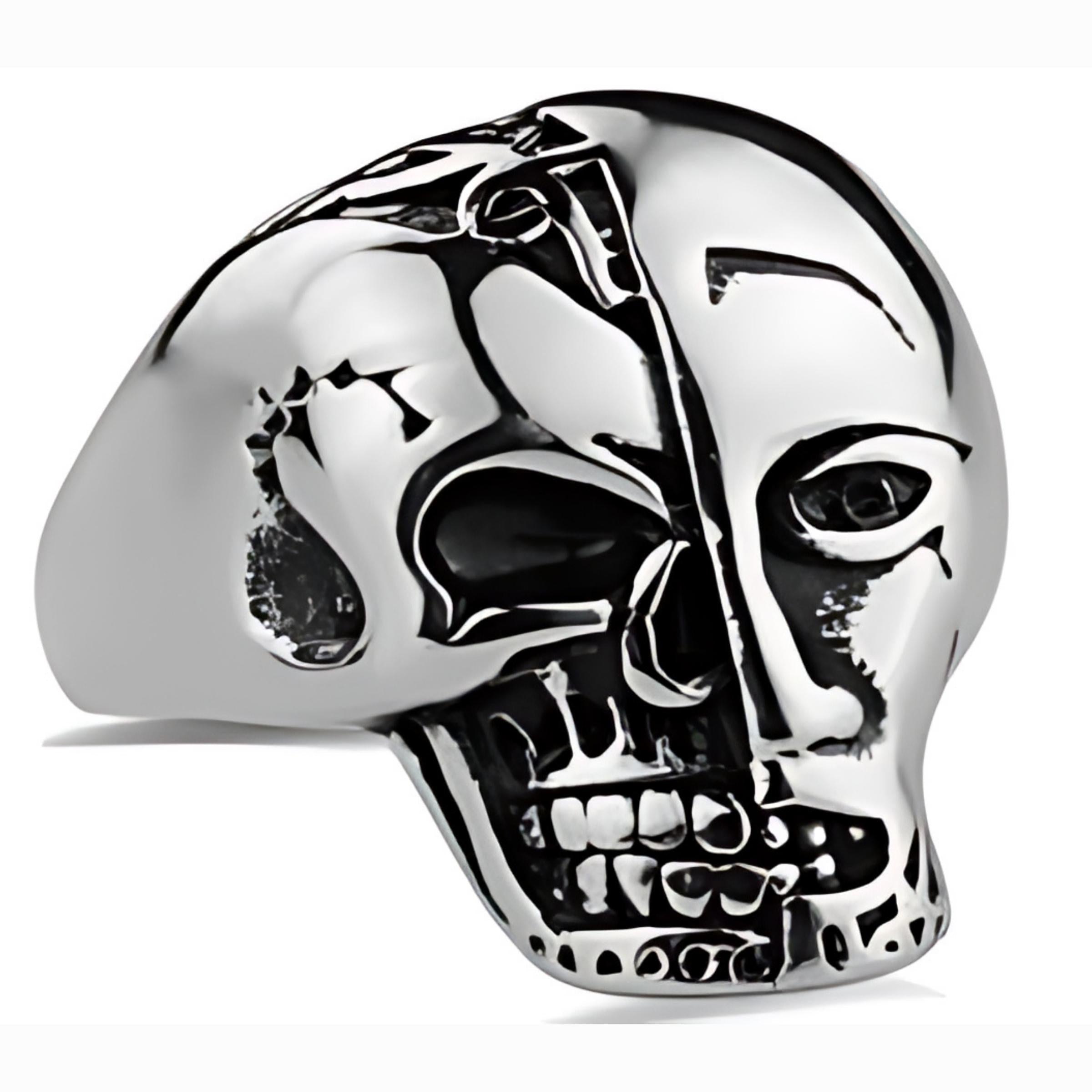 R181 Stainless Steel Terminator Skull Face Biker Ring-Daniel Smart Mfg - Retail