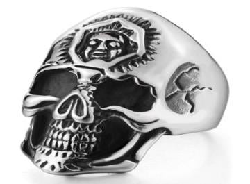 R182 Stainless Steel 3rd Eye Skull Biker Ring-Rings-Daniel Smart Mfg - Retail