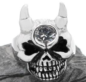 R190 Stainless Steel Diamond Eye Skull Face Biker Ring-Rings-Daniel Smart Mfg - Retail