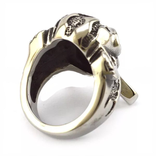 R3001 Stainless Steel X Skull Biker Ring-Rings-Daniel Smart Mfg - Retail