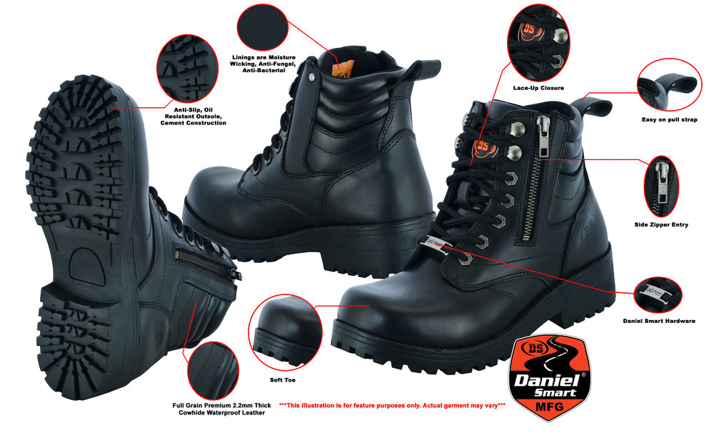 Raze - Women's Leather Motorcycle Boots-Womens Motorcycle Boots-Daniel Smart Mfg - Retail