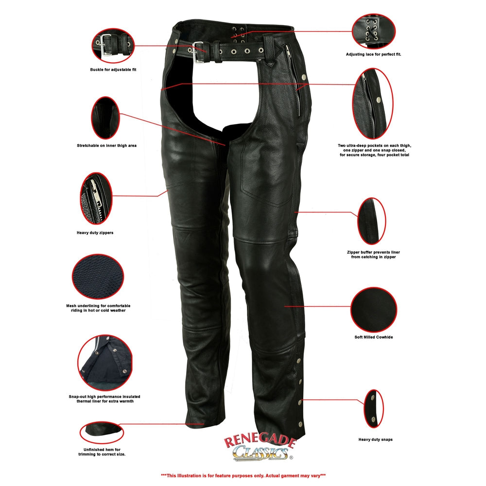RC476 Unisex Double Deep Pocket Thermal Lined Chaps-Unisex Chaps & Pants-Daniel Smart Mfg - Retail