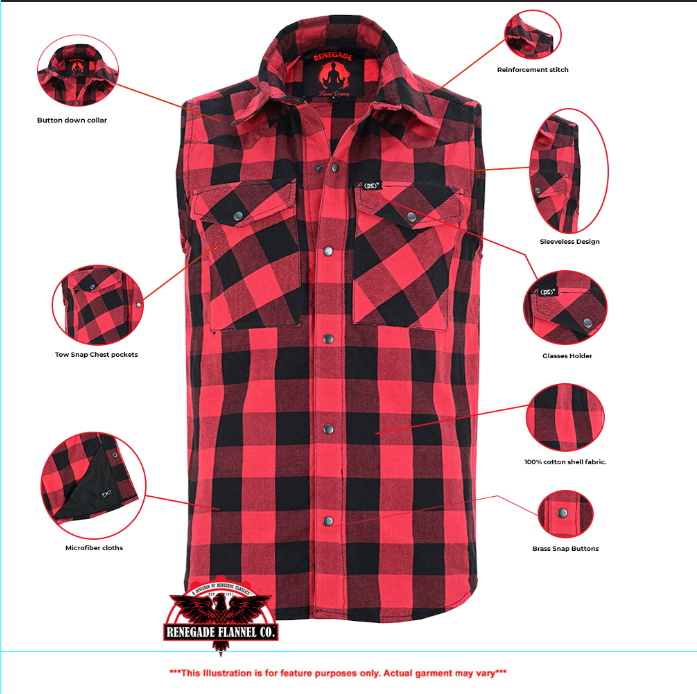 Red Styler Men's Red and Black Sleeveless Flannel-Daniel Smart Mfg - Retail