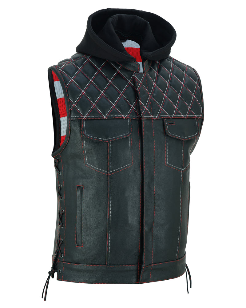 Redline - Men's Motorcycle Leather Vest-Mens Leather Vests-Daniel Smart Mfg - Retail