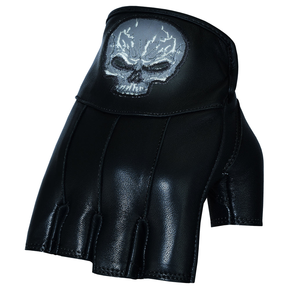 handschuhe skull Men's Reflective Skull Fingerless Leather Gloves