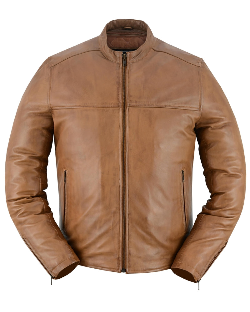 Rustic Stunner Men's Brown Fashion Leather Jacket-Mens Leather Motorcycle Jackets-Daniel Smart Mfg - Retail