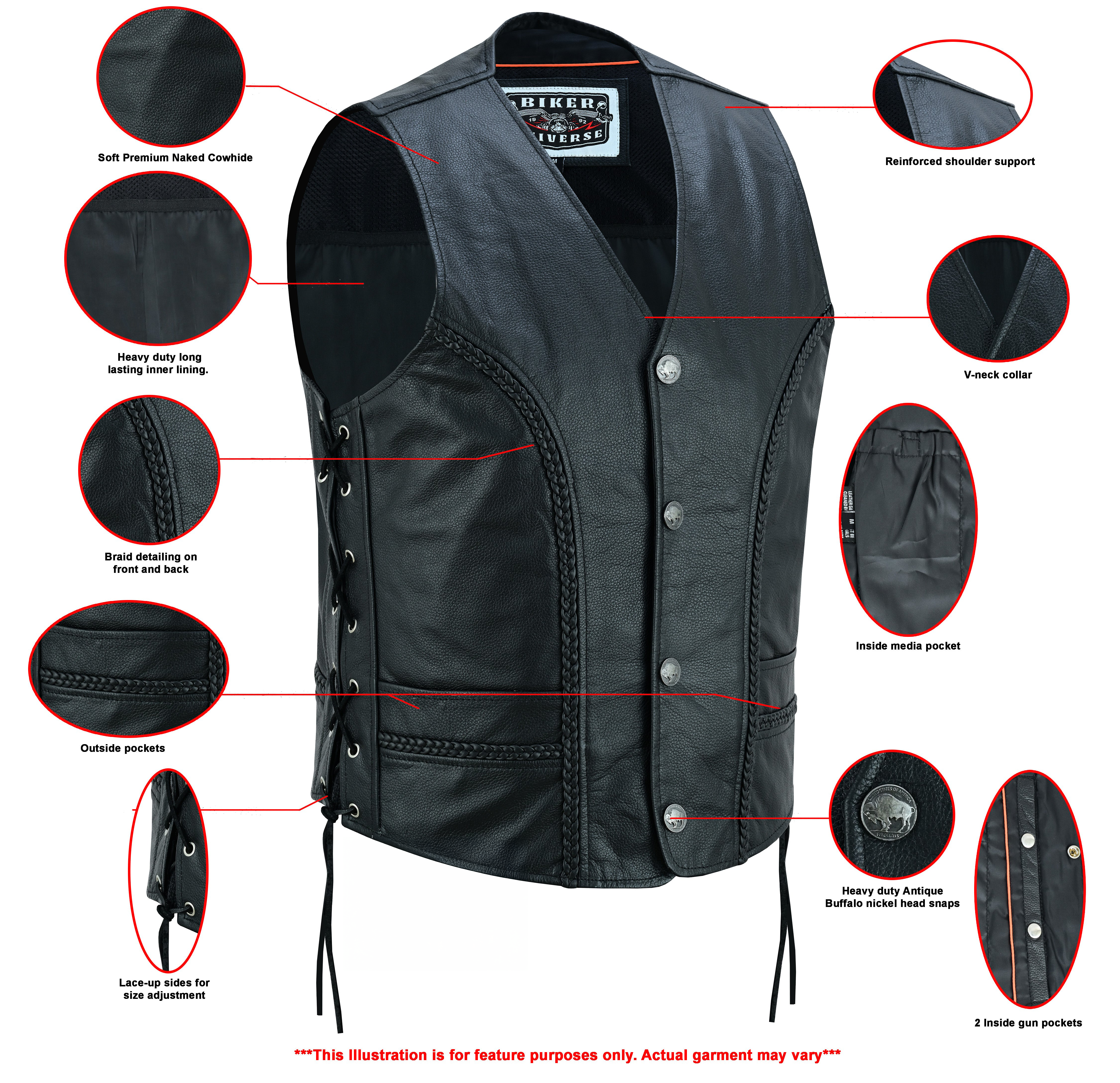 Rustler Leather Motorcycle Vest-Daniel Smart Mfg - Retail