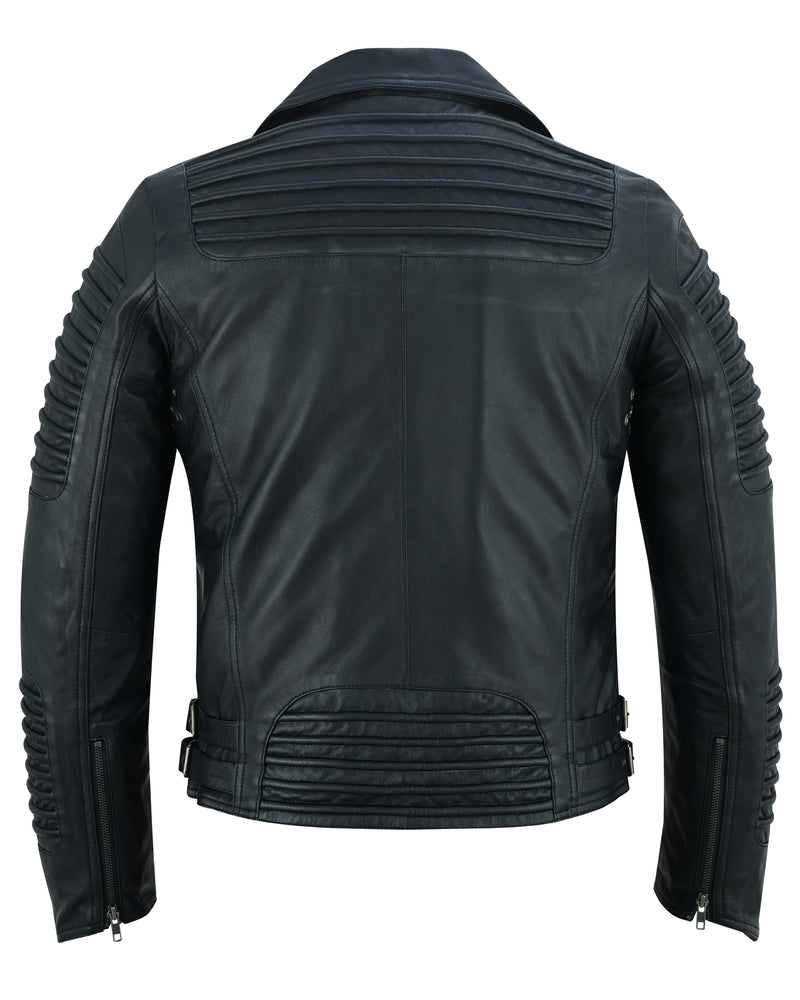 Shadow Queen Women's Black Fashion Leather Jacket with Ribbed Accents-Daniel Smart Mfg - Retail