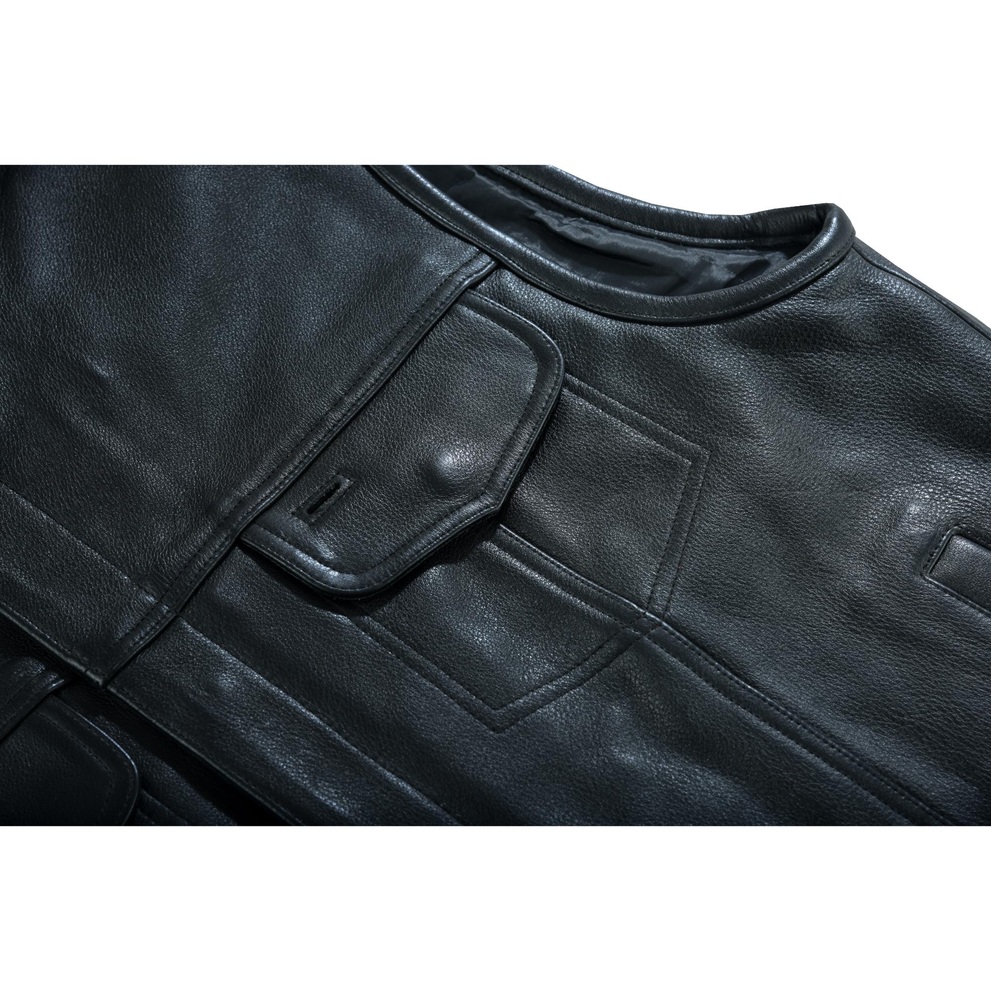 Sideon - Men's Motorcycle Leather Vest-Mens Leather Vests-Daniel Smart Mfg - Retail