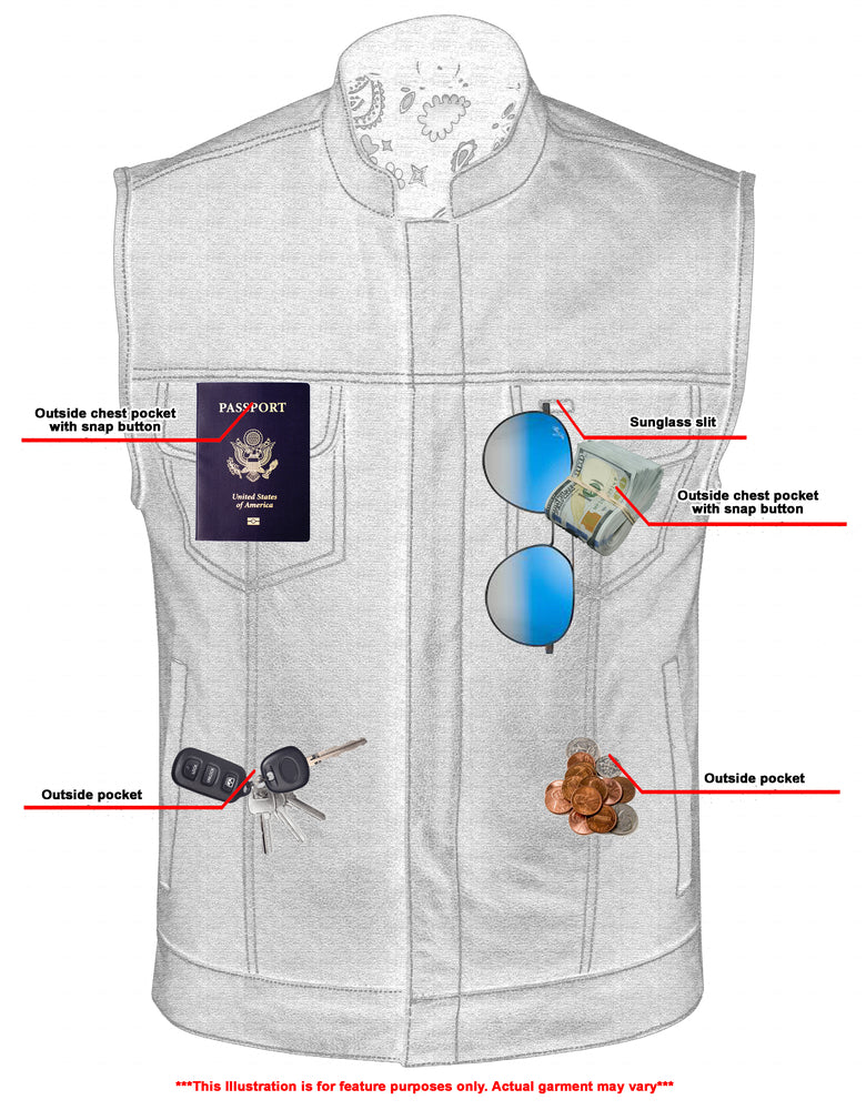 Silverstar - Men's Motorcycle Leather Vest-Mens Leather Vests-Daniel Smart Mfg - Retail