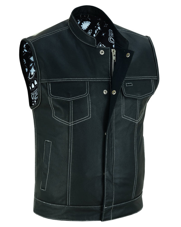 Textile Men's Motorcycle Vests, Club Style, Concealed Carry