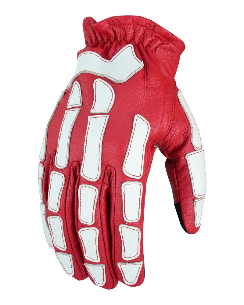 Skeletal Grip Red and White Skeleton Design Riding Glove-Daniel Smart Mfg - Retail