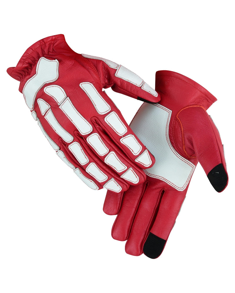 Skeletal Grip Red and White Skeleton Design Riding Glove-Daniel Smart Mfg - Retail