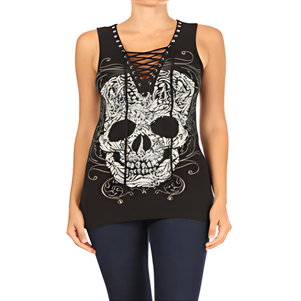 Skull Graphic Women's Tank Top – Edgy Sleeveless Tee