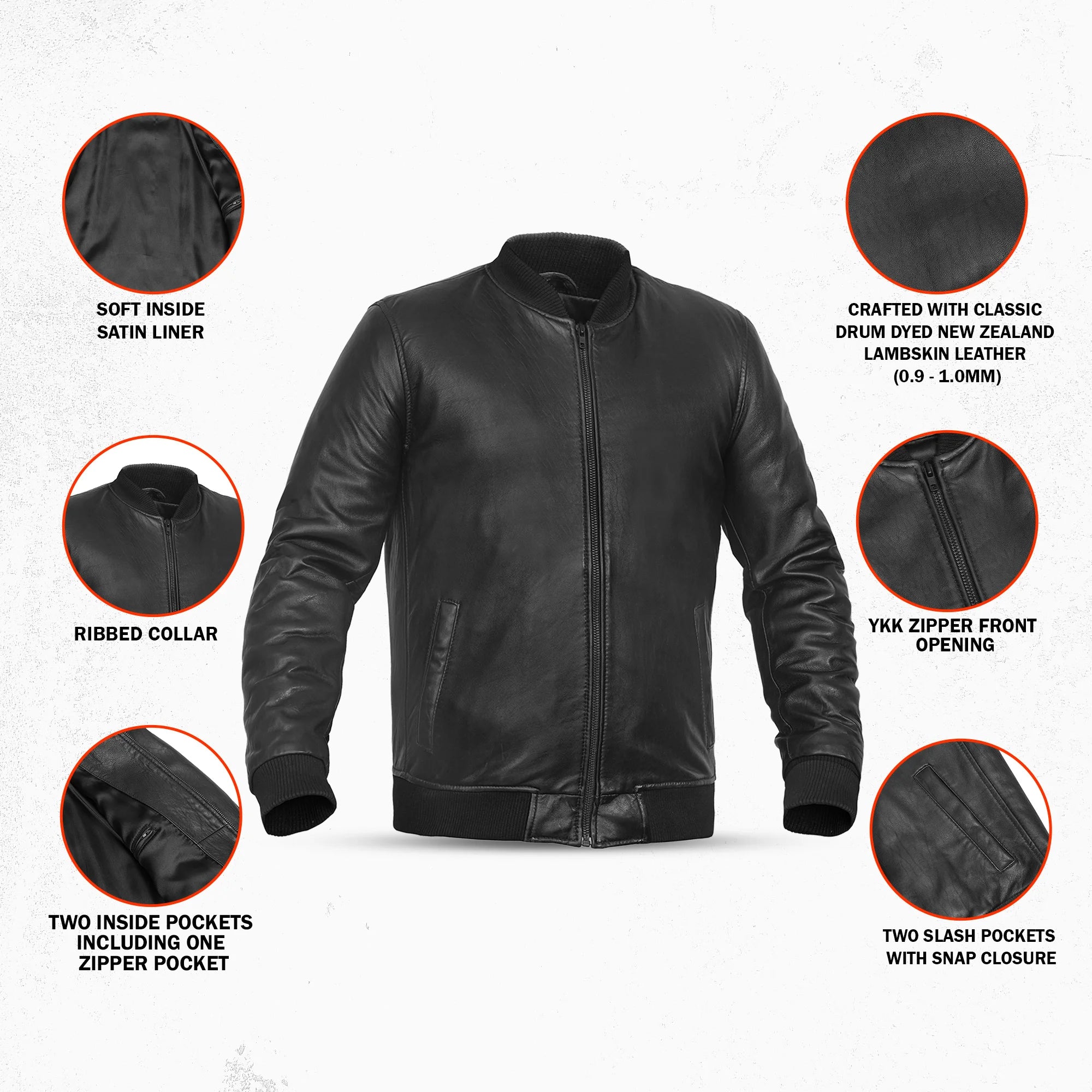 Lancer™ Men's Leather Bomber Motorcycle Jacket