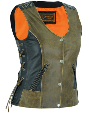 Stone Cold - Women's Leather Vest-Womens Leather Vests-Daniel Smart Mfg - Retail
